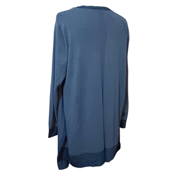 NEW CHICO'S 3 Long Cardigan Sweater Topper Duster XL SOFT Blue Office Career - Picture 2 of 14
